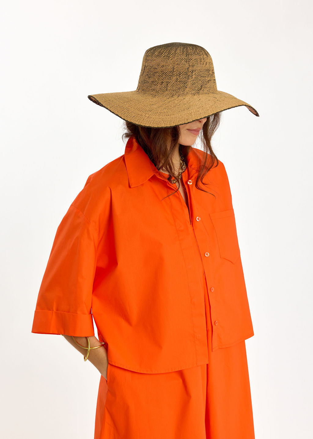 VESTE COURTE EN POPELINE SANDY ORANGE