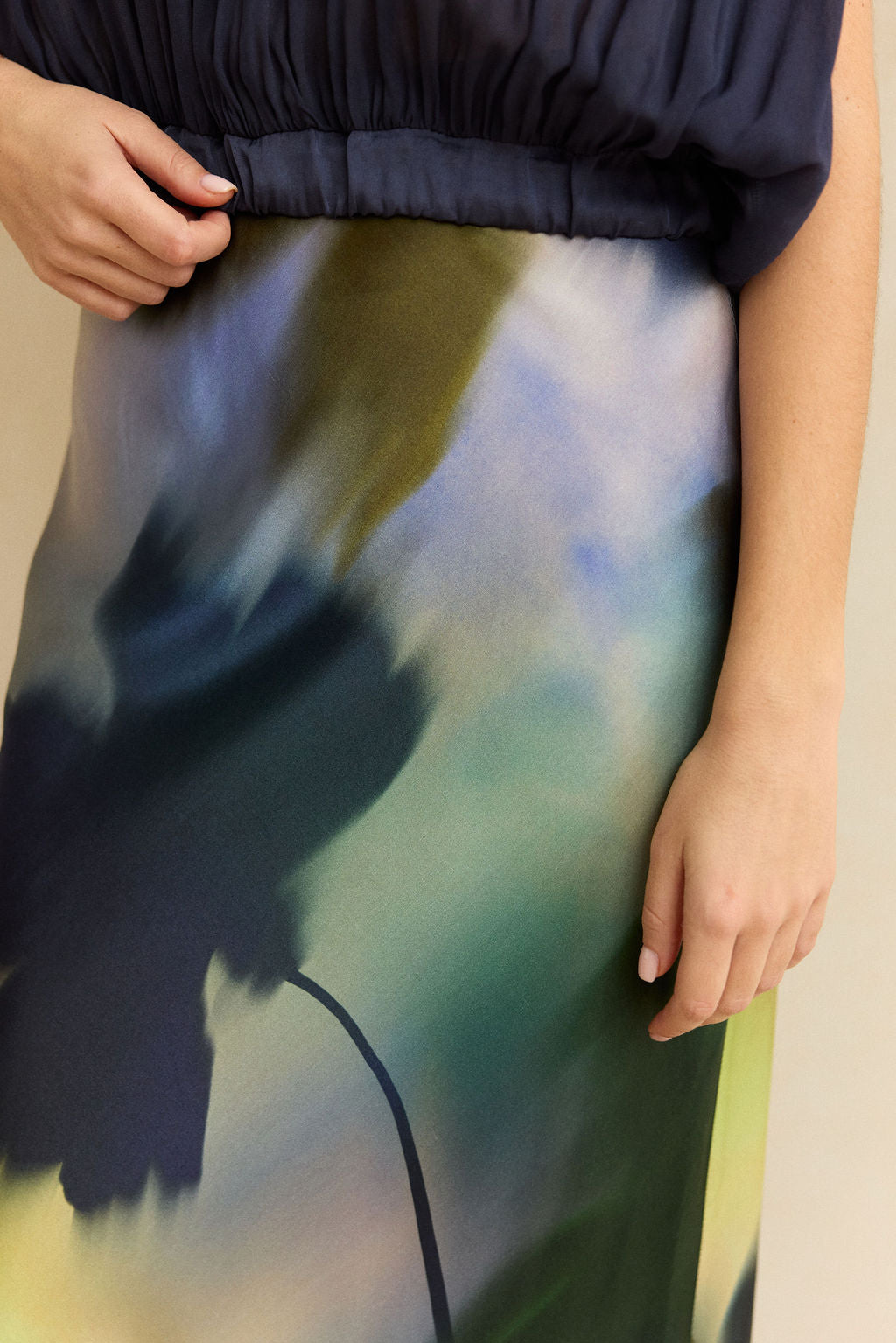 JUPE LONGUE EN SOIE VISCOSE IMPRIMÉE MERYL FEUILLES