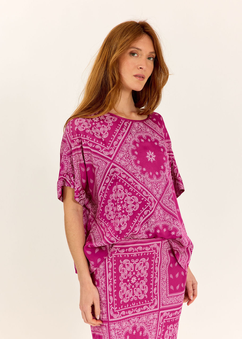 TOP EN VISCOSE IMPRIMÉE PERLE PINKY