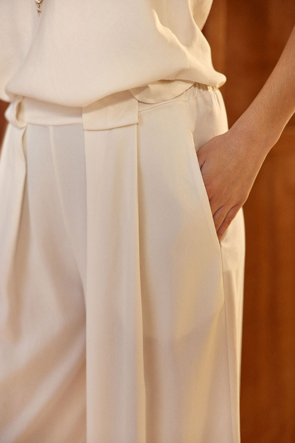 PANTALON EN LYOCELL OSLO ECRU