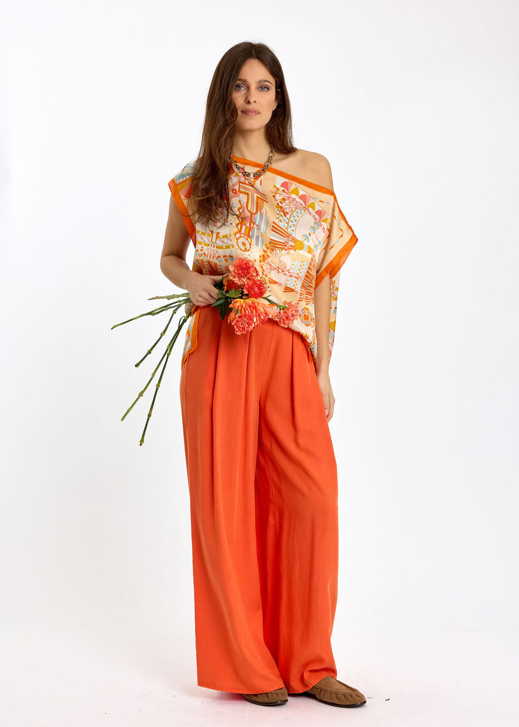 PANTALON EN LYOCELL OSLO MANDARINE