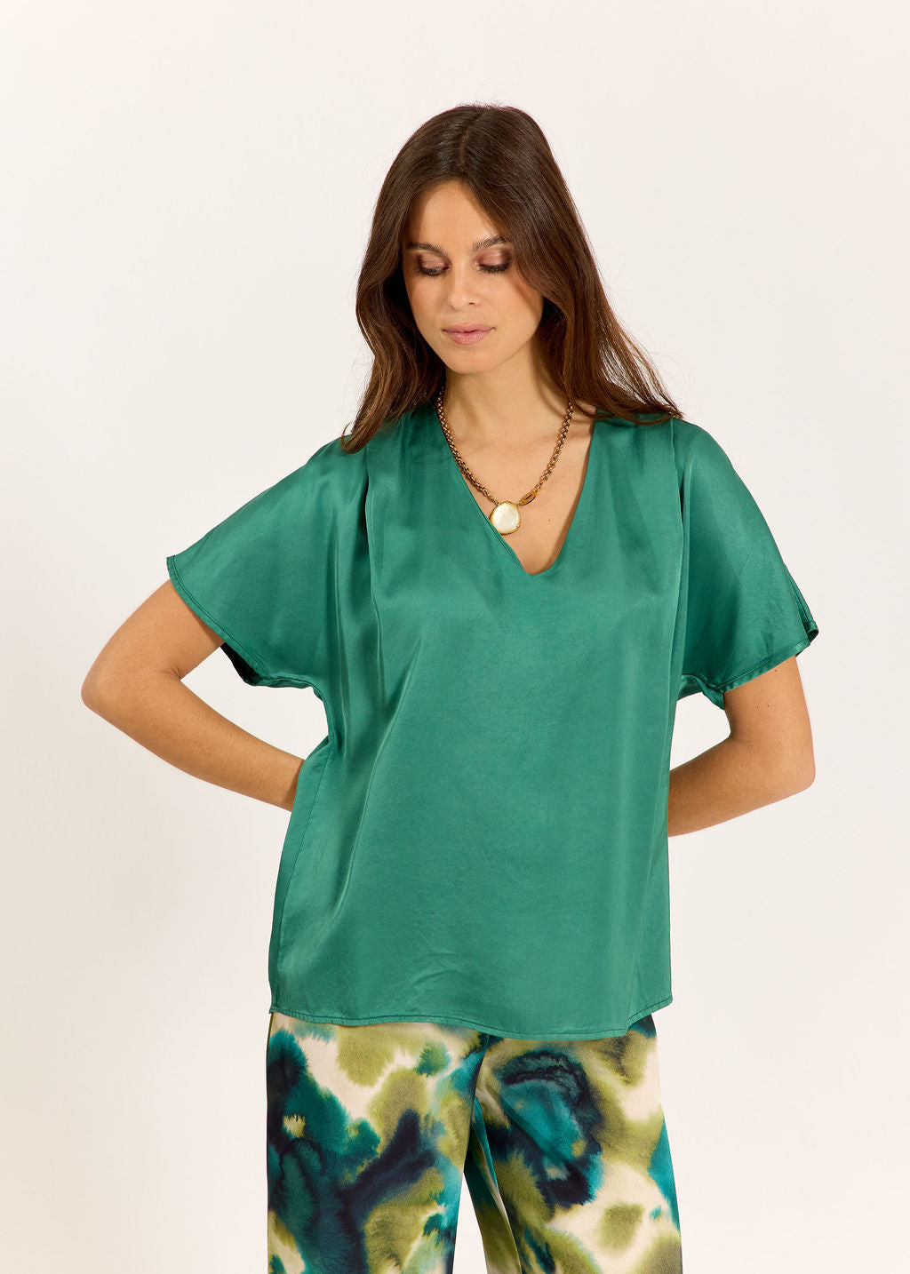 TOP EN VISCOSE SATIN SONIA MINT