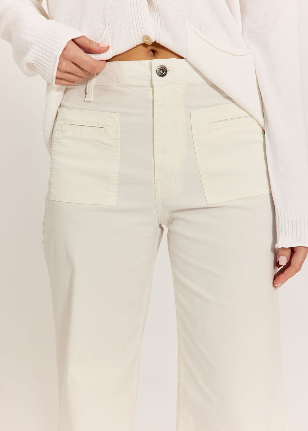 PANTALON 7/8IÈME EN COTON ÉLASTHANNE TAO ECRU