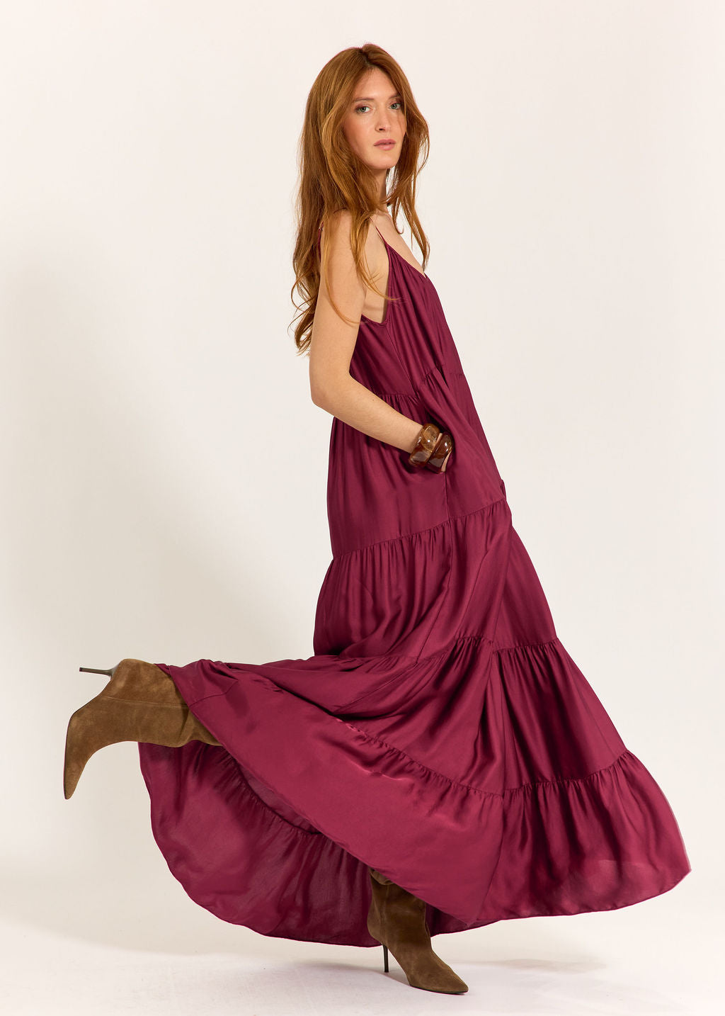 ROBE AMPLE VOLANTÉE ZOEY CERISE