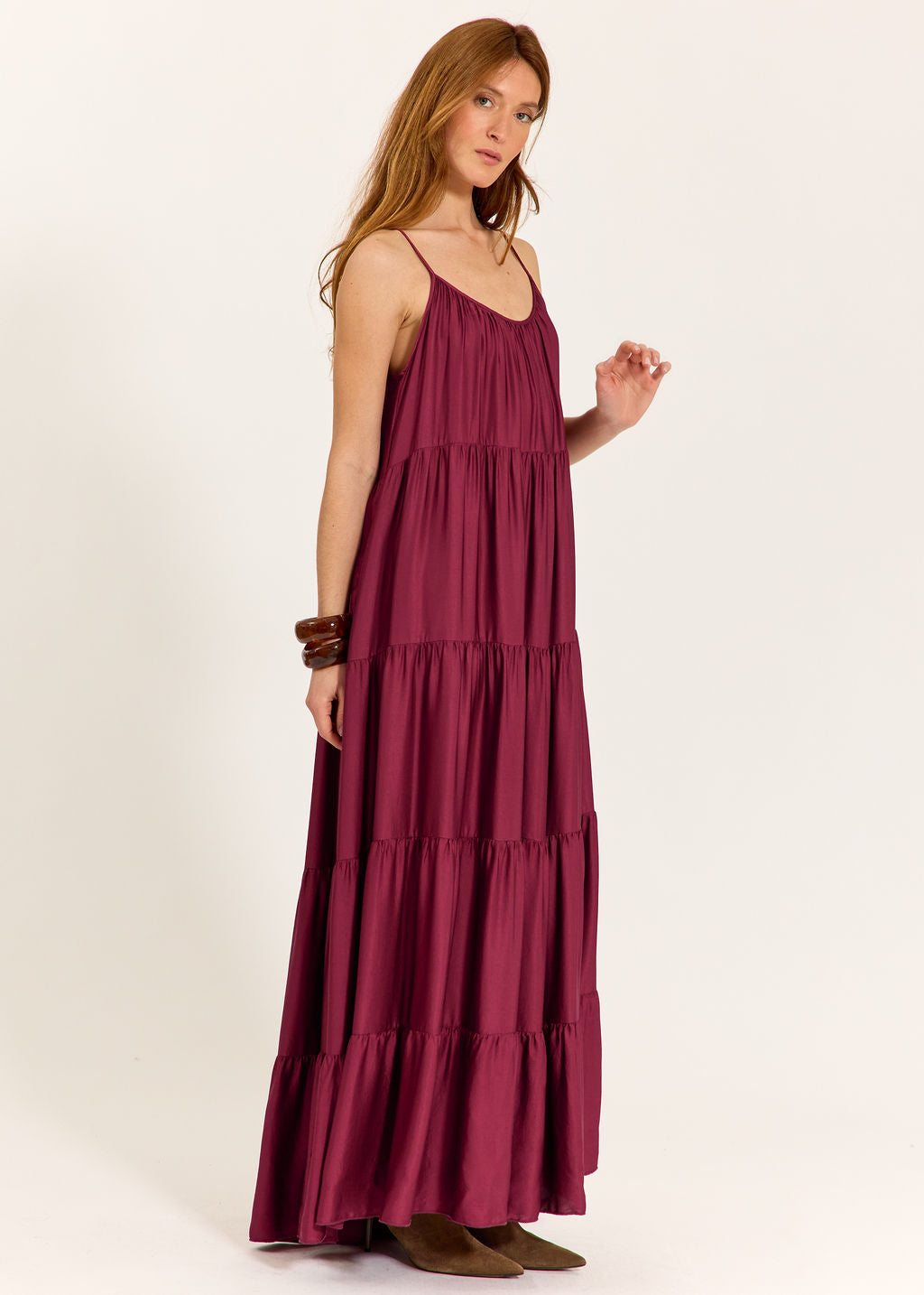 ROBE AMPLE VOLANTÉE ZOEY CERISE