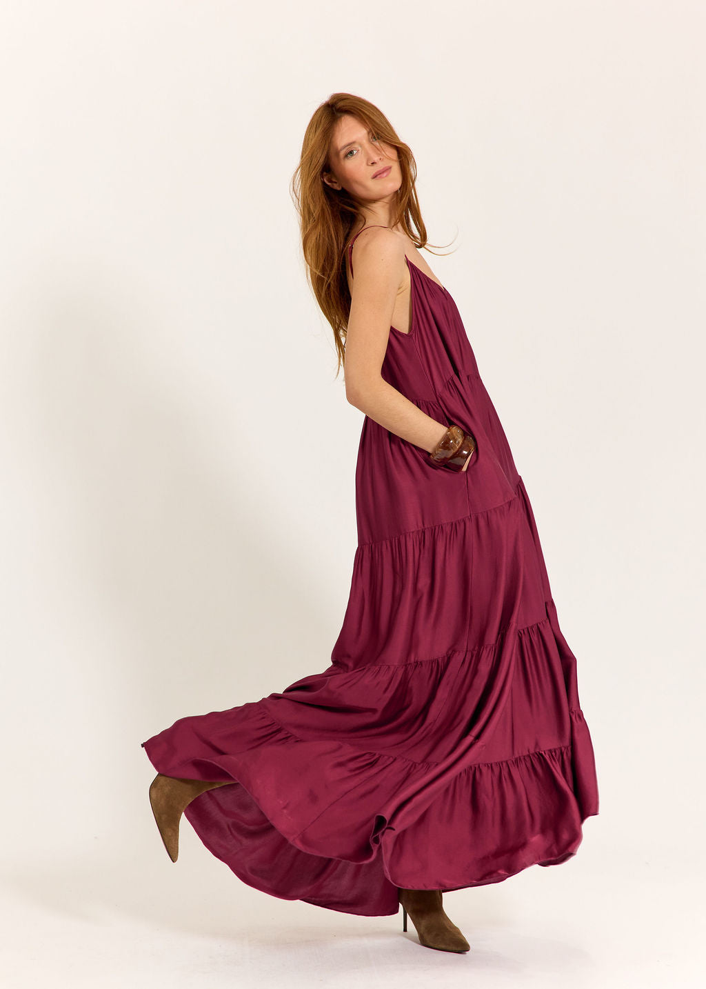 ROBE AMPLE VOLANTÉE ZOEY CERISE