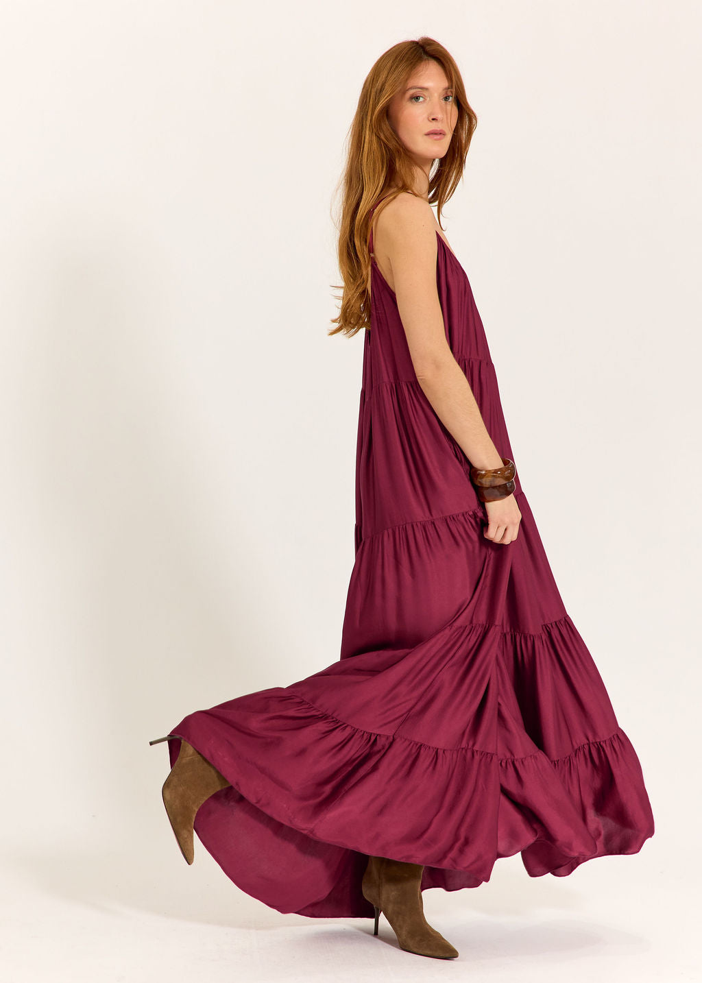 ROBE AMPLE VOLANTÉE ZOEY CERISE