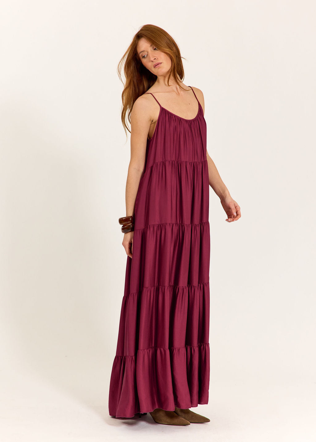 ROBE AMPLE VOLANTÉE ZOEY CERISE