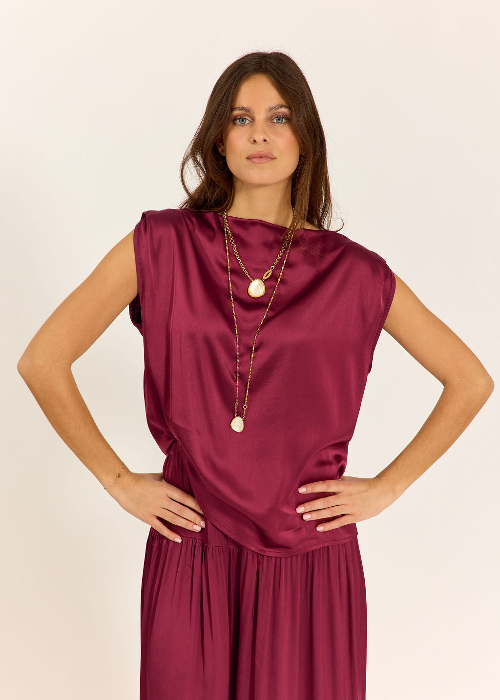 TOP COURT ENCOLURE BATEAU ISLA CERISE