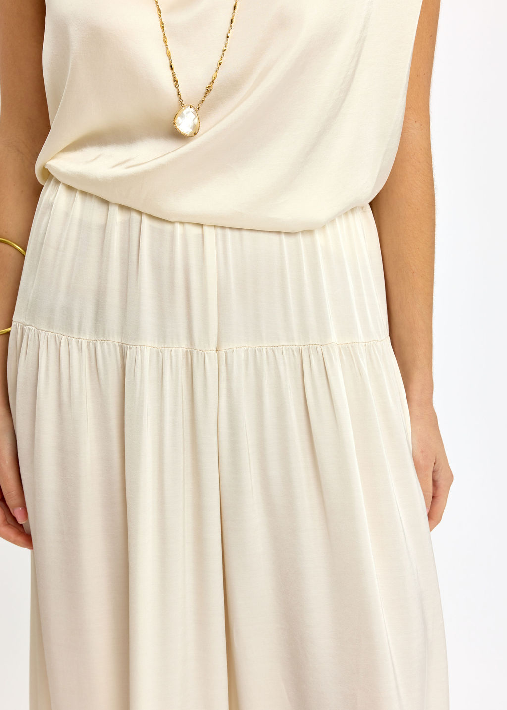PANTALON FLUIDE AVEC DÉCOUPE AUX HANCHES RYO ECRU