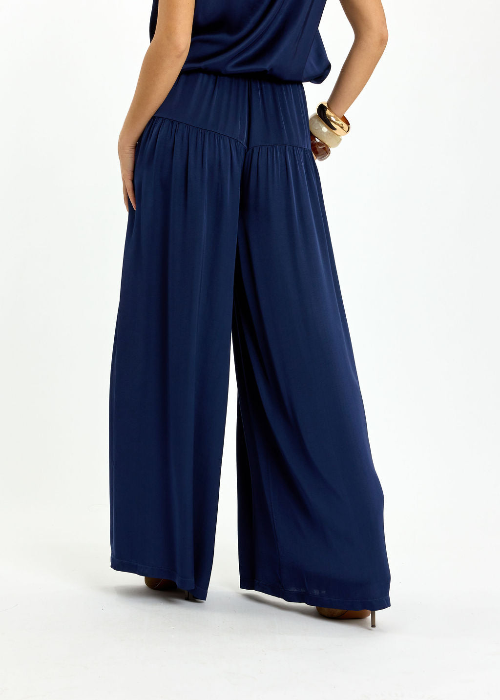 PANTALON FLUIDE AVEC DÉCOUPE AUX HANCHES RYO MARINE