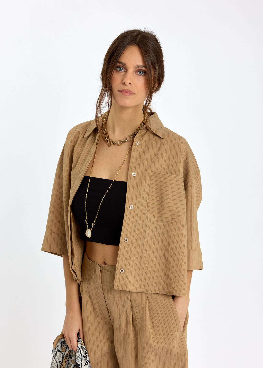 VESTE COURTE RAYÉE SOLAL SABLE