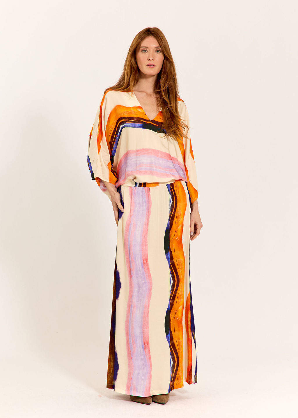 TOP PONCHO IMPRIMÉ TOVA ABRICOT