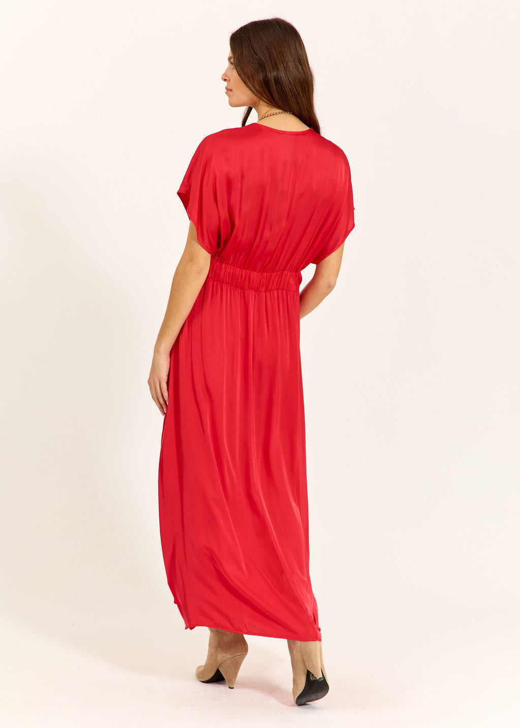 ROBE MIDI EN VISCOSE BELLA ROUGE