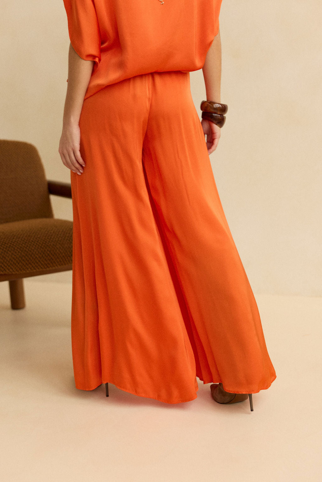 PANTALON FLUIDE AMPLE CAPRY MANDARINE