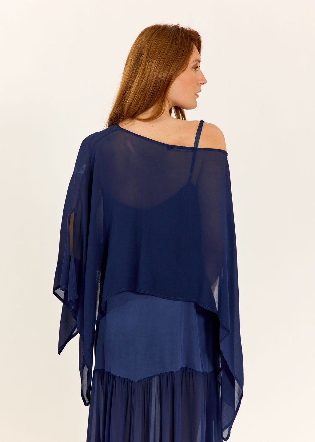 CAPE COURTE EN VOILE VISCOSE LINA BLUE