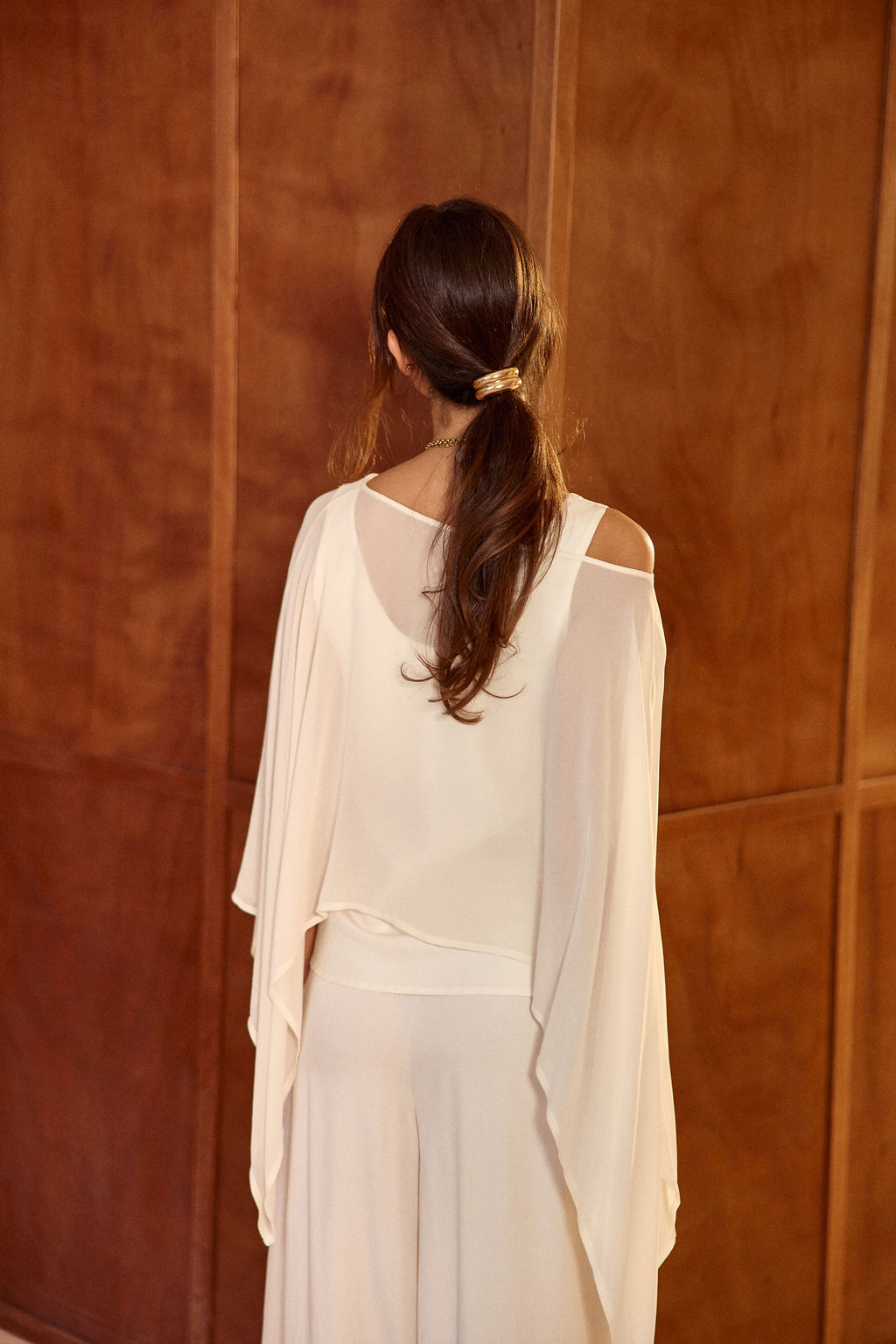 CAPE COURTE EN VOILE VISCOSE LINA ECRU