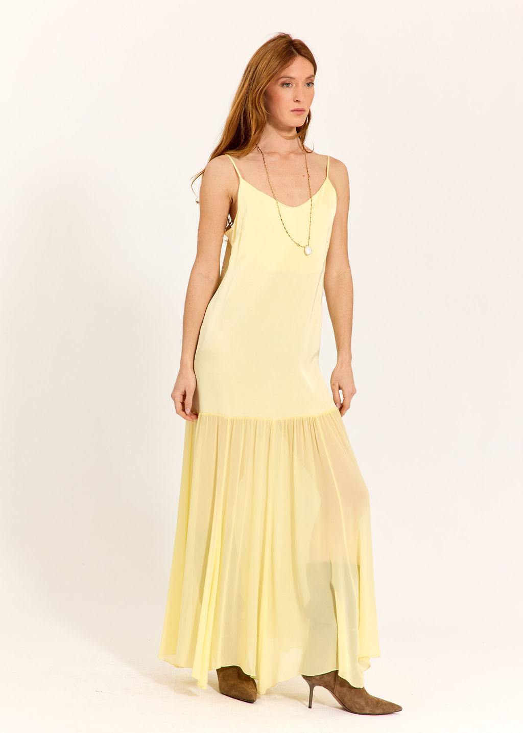 ROBE LONGUE BI-MATIÈRE TESS LEMON