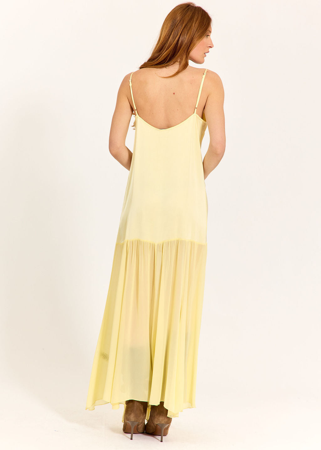 ROBE LONGUE BI-MATIÈRE TESS LEMON