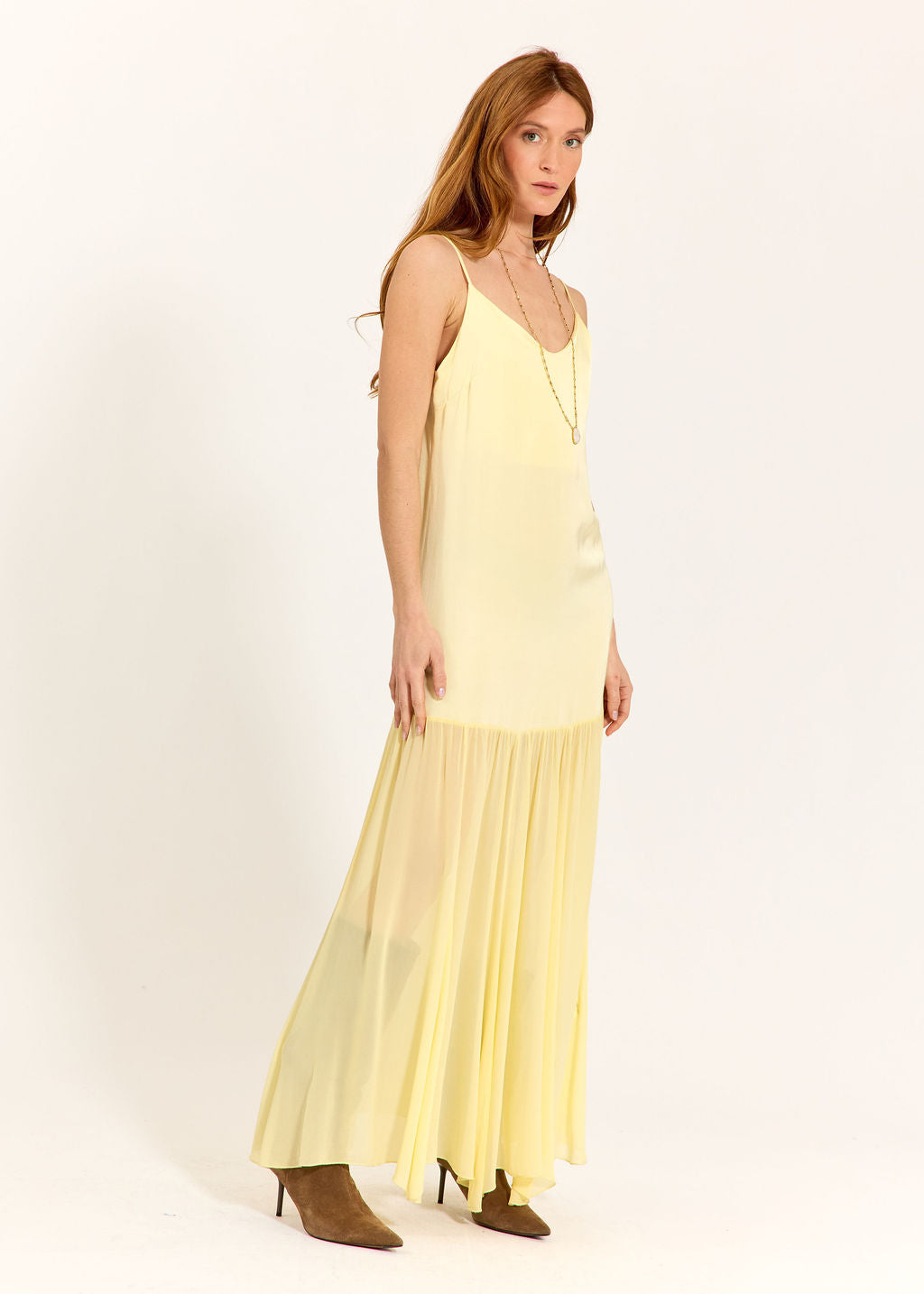 ROBE LONGUE BI-MATIÈRE TESS LEMON