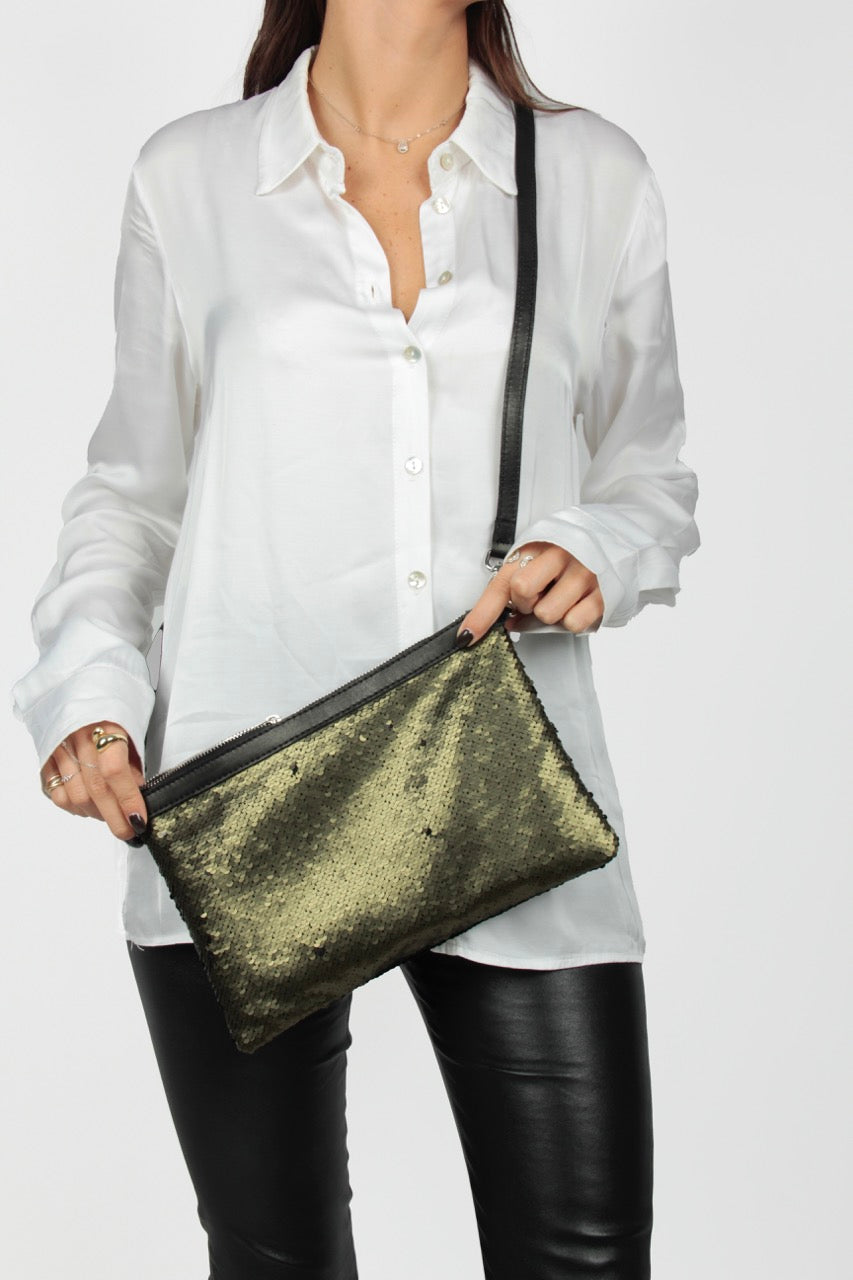 Zipped sequin pouch