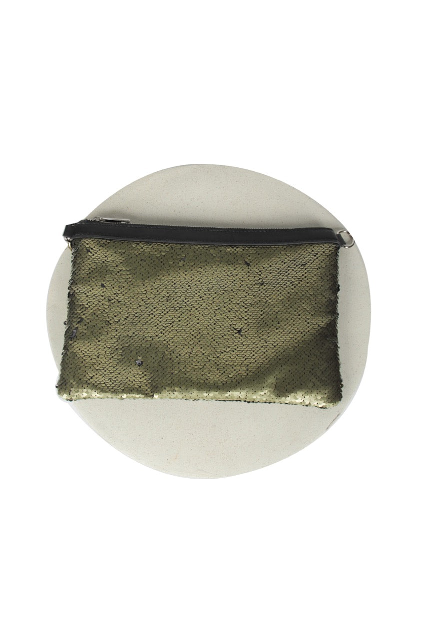 Zipped sequin pouch