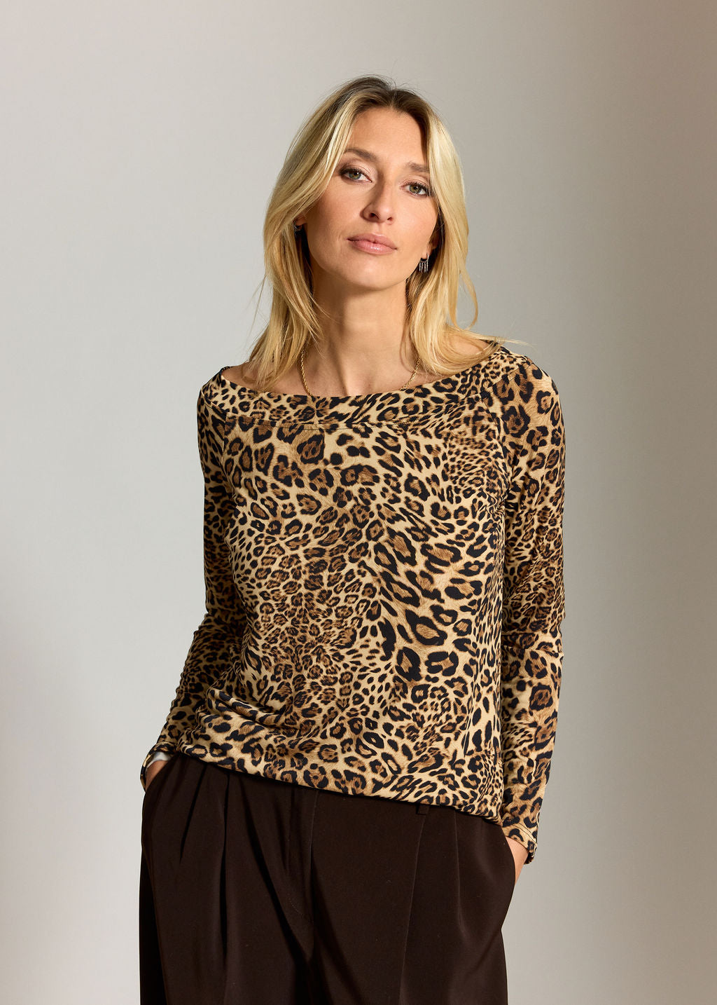 Tee shirt jersey imprimé fauve