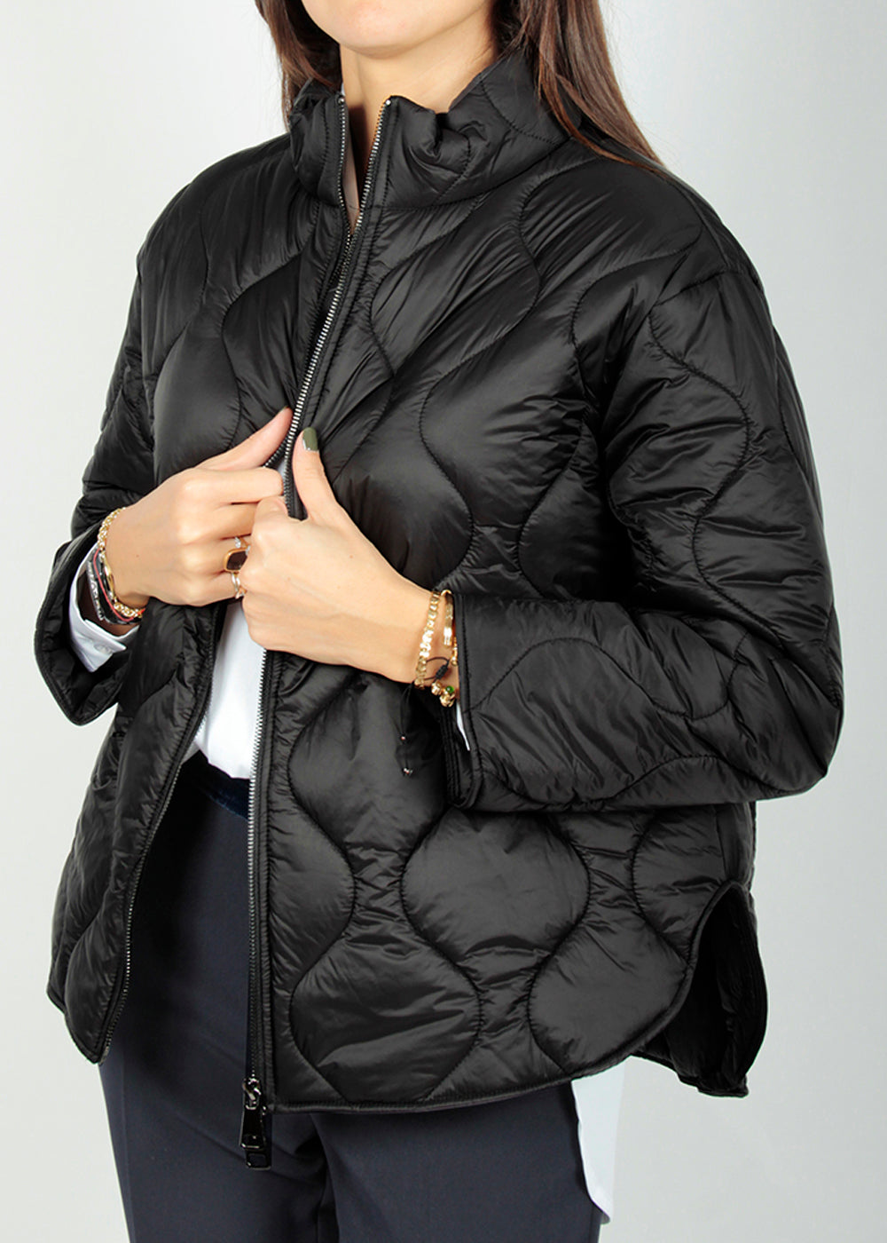 Black quilted jacket