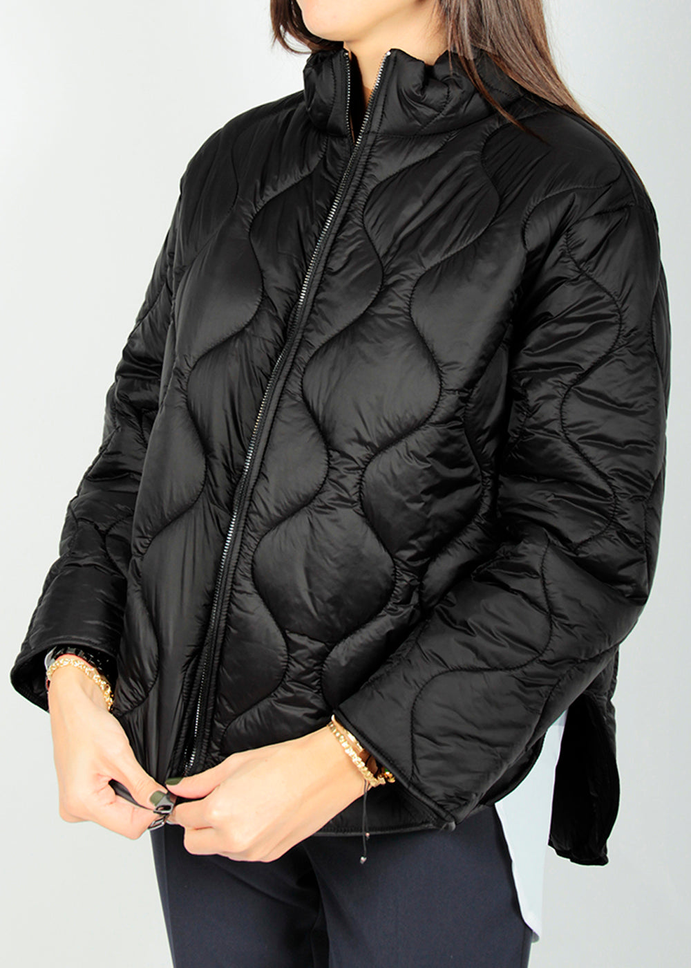 Black quilted jacket