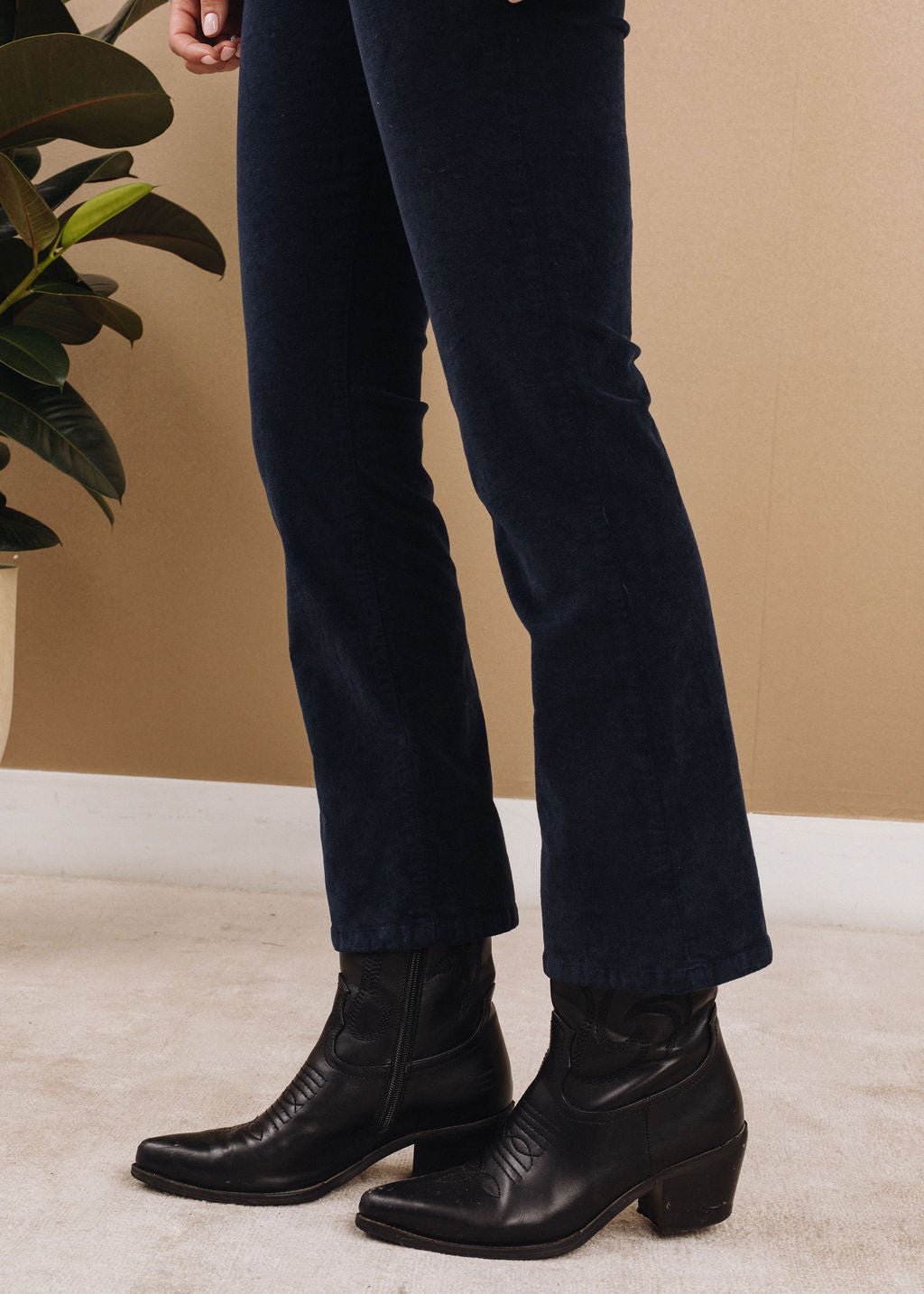 Velvet bootcut pants