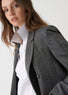 Suit jacket with rhinestone embroidery at the collar