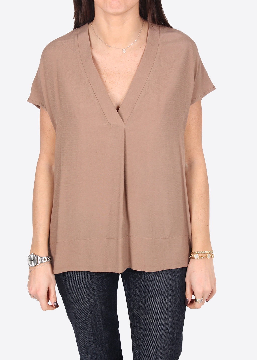 Top with front V neckline