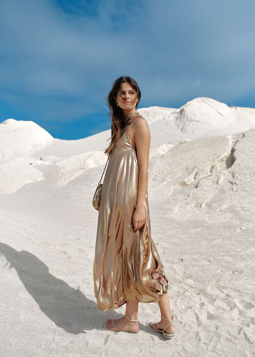 Robe longue lamée beige | Vêtements Femme Lauren Vidal 4