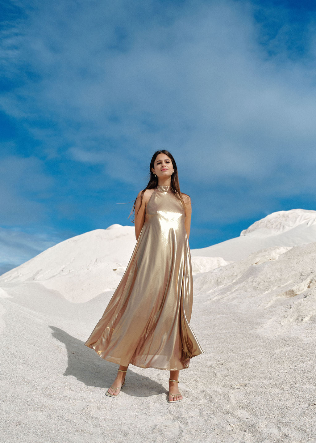 Robe longue lamée beige | Vêtements Femme Lauren Vidal 5