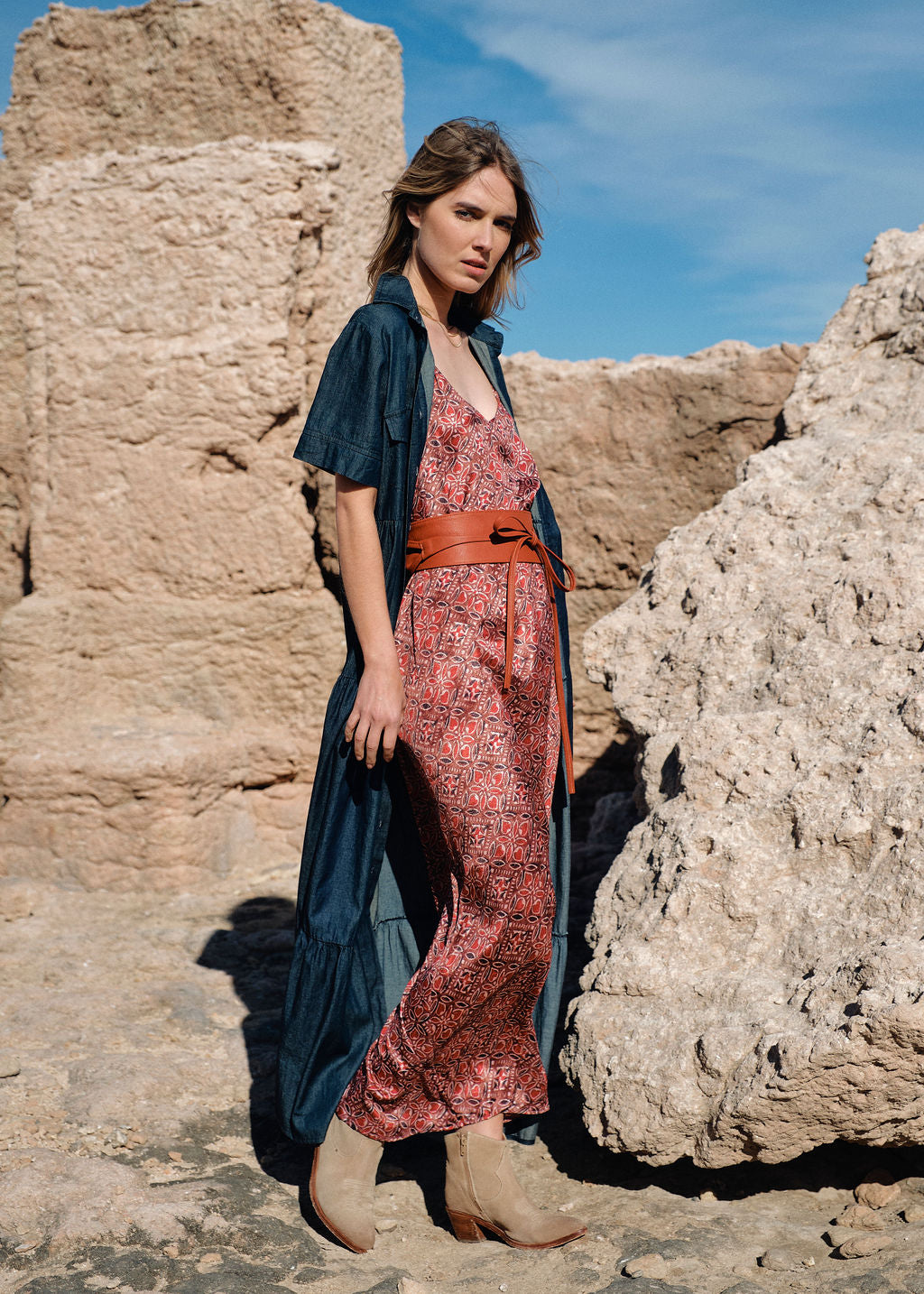 Robe longue en denim bleu | Vêtements Femme Lauren Vidal 9