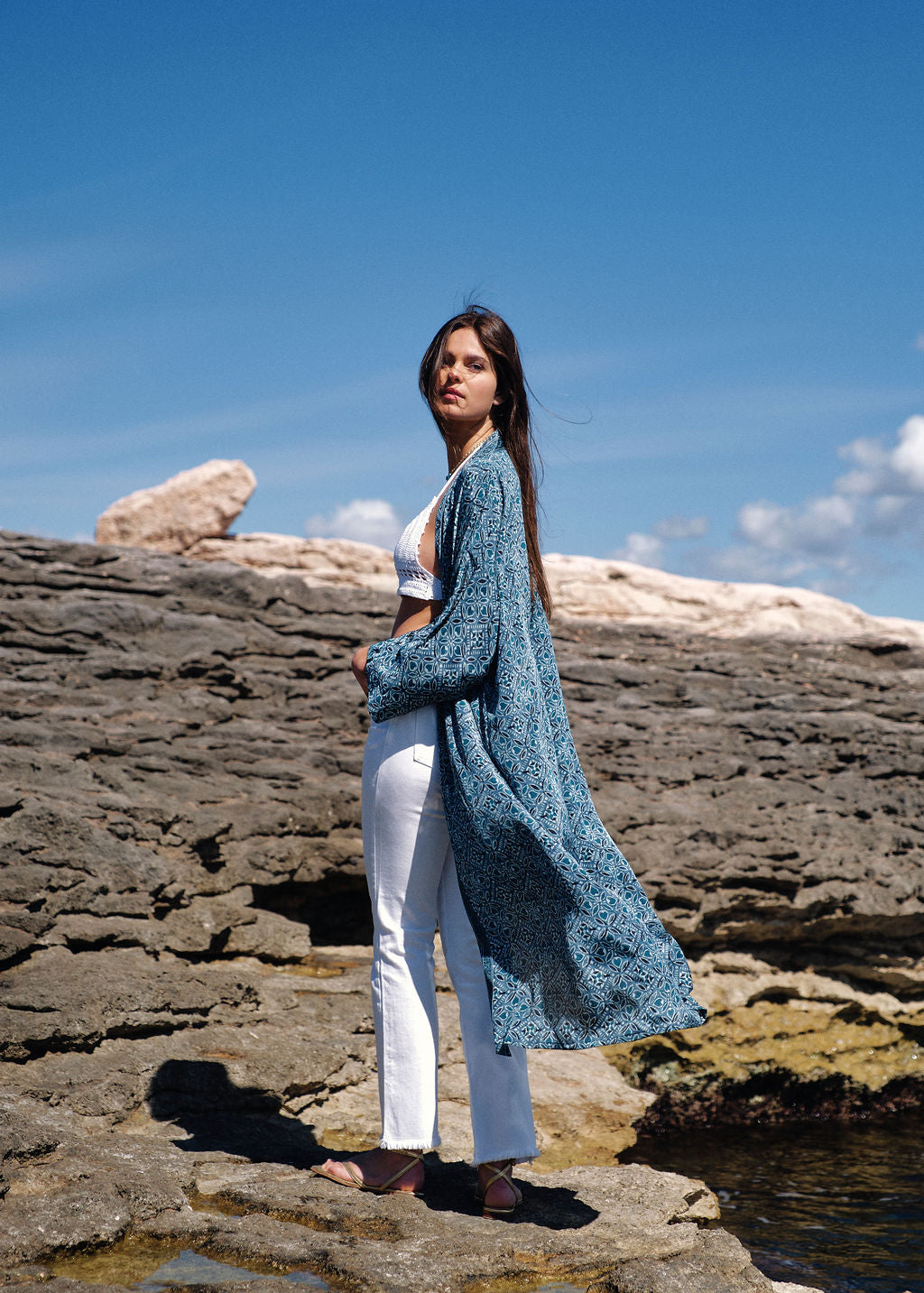 Kimono long imprimé bleu | Vêtements Femme Lauren Vidal 5