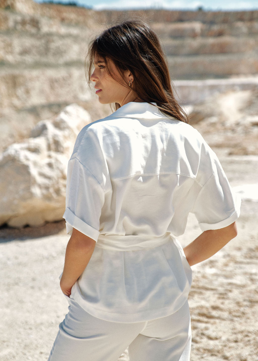 Veste saharienne manches courtes blanc | Vêtements Femme Lauren Vidal 3