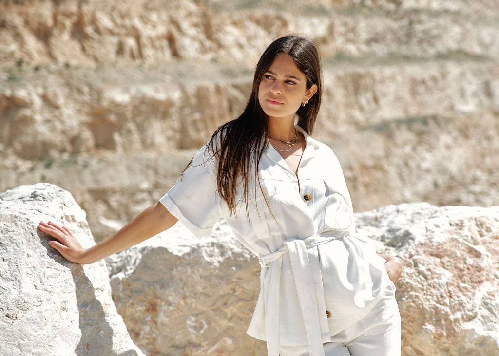 Veste saharienne manches courtes blanc | Vêtements Femme Lauren Vidal 5