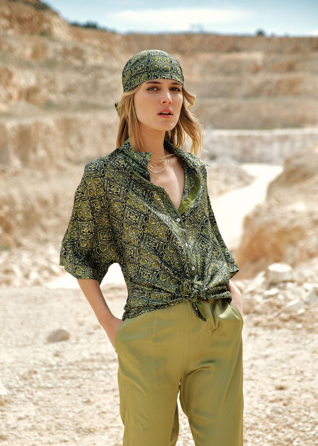 Chemise imprimée vert | Vêtements Femme Lauren Vidal 1