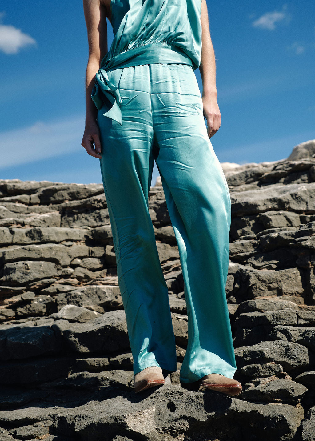 Pantalon droit en viscose bleu | Vêtements Femme Lauren Vidal 2