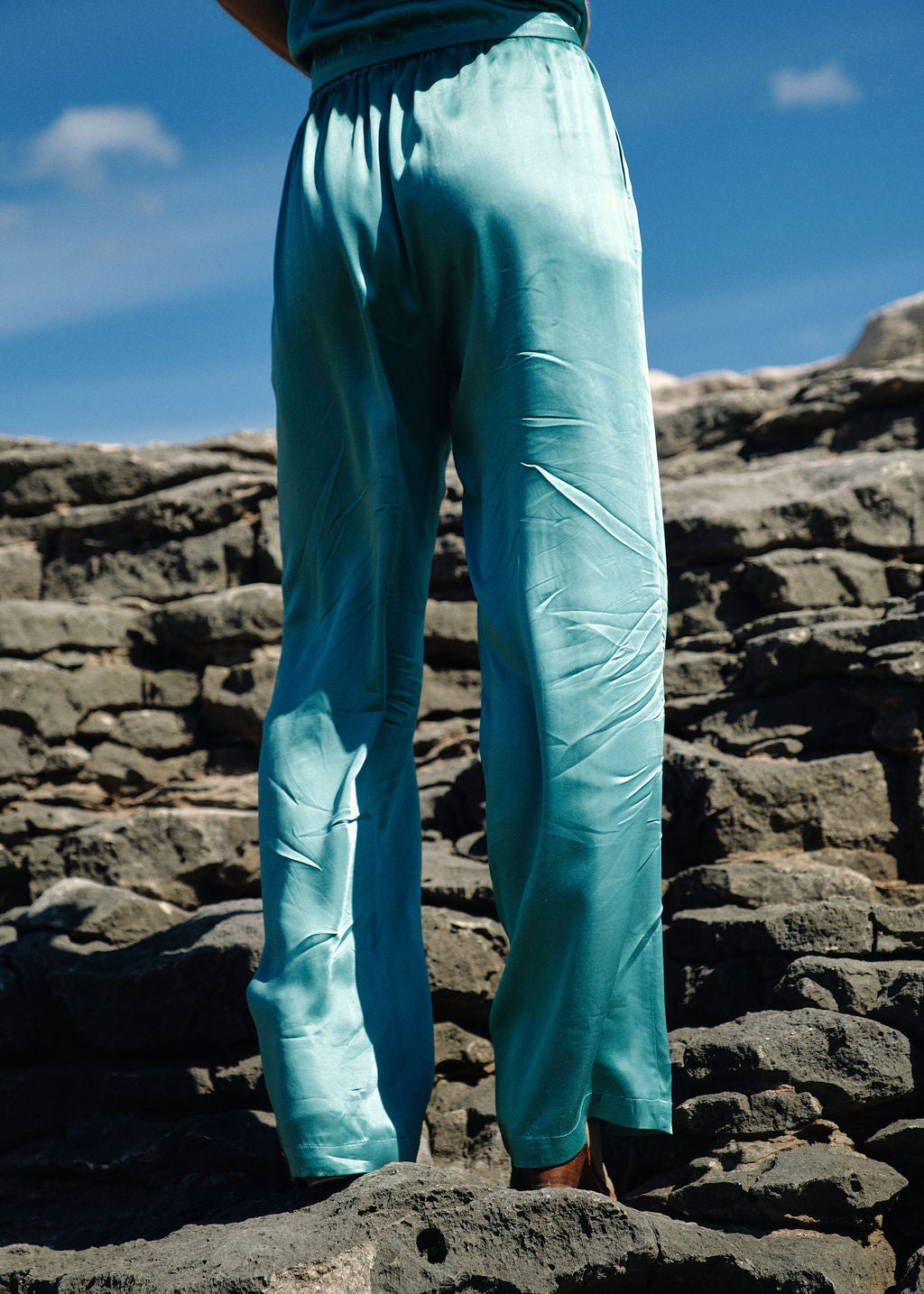 Pantalon droit en viscose bleu | Vêtements Femme Lauren Vidal 3