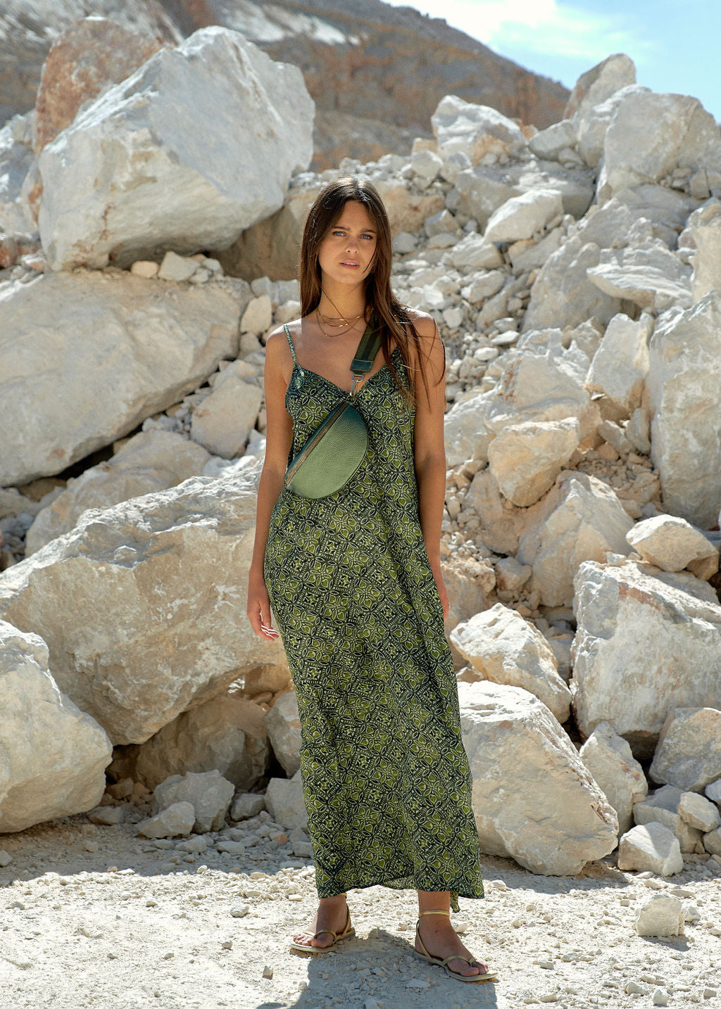 Robe fines bretelles vert | Vêtements Femme Lauren Vidal 1