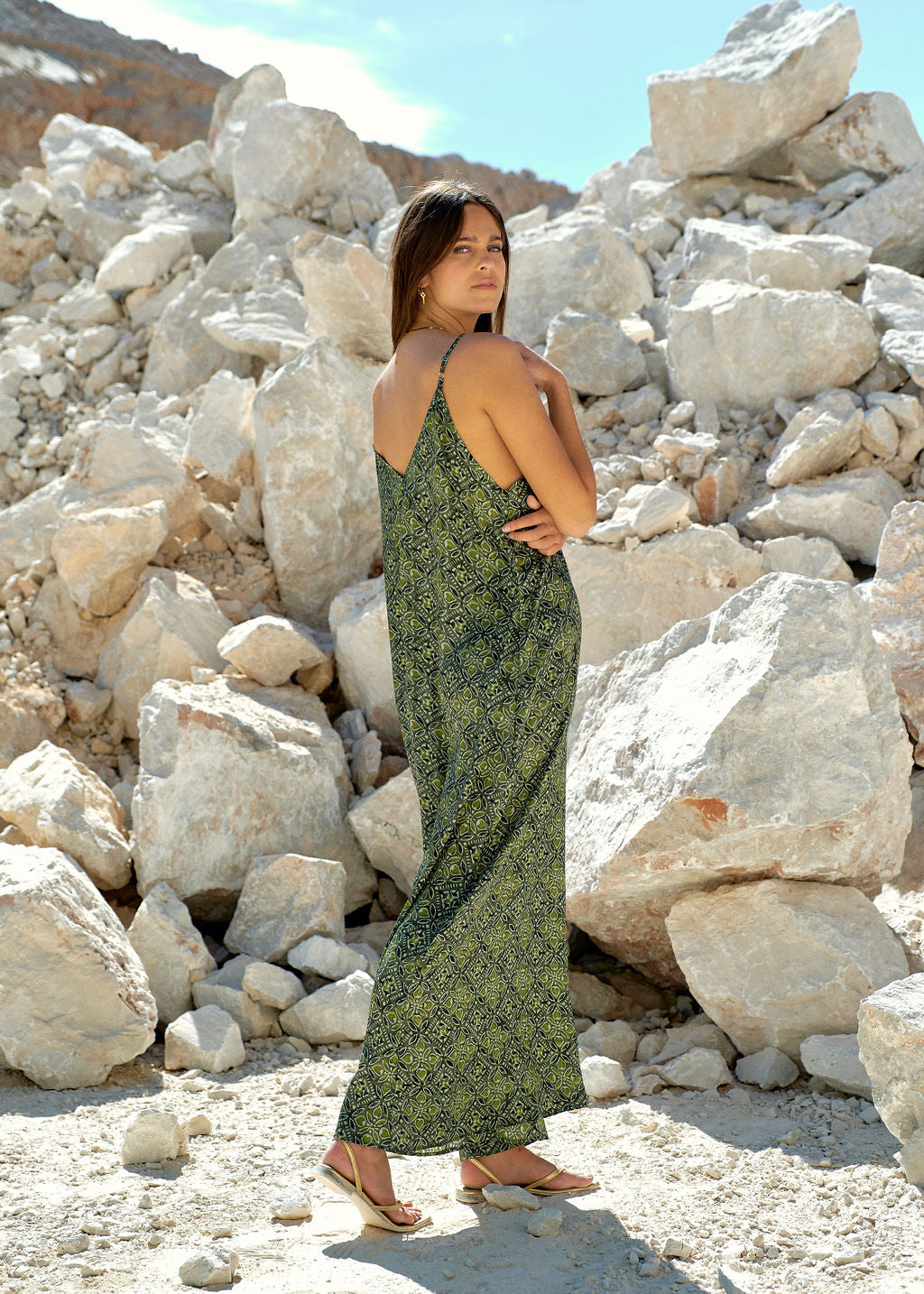Robe fines bretelles vert | Vêtements Femme Lauren Vidal 3