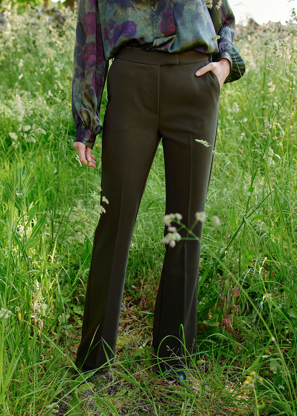 Pantalon Souple Evase Judy vert mode femme Lauren Vidal 1
