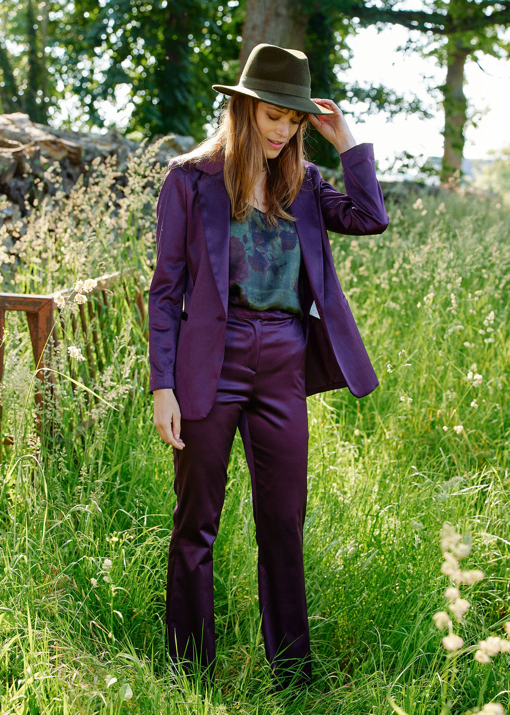Pantalon En Satin Cloe violet mode femme Lauren Vidal 6