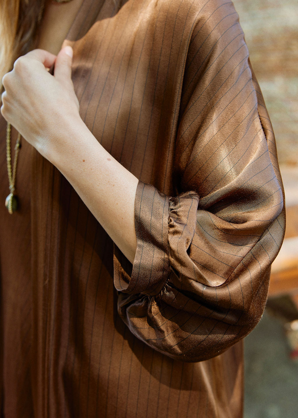 Kimono Long Fluide Jad marron mode femme Lauren Vidal 2
