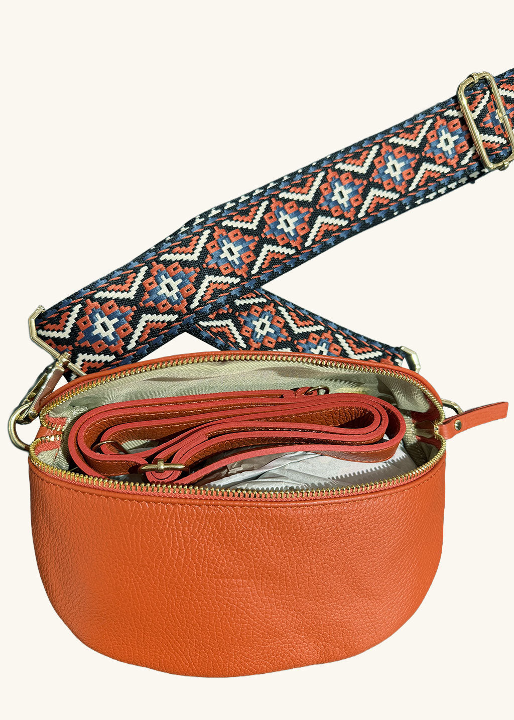 BESACE CUIR LOLITA MANDARINE