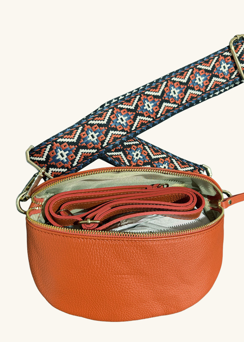 BESACE CUIR LOLITA MANDARINE