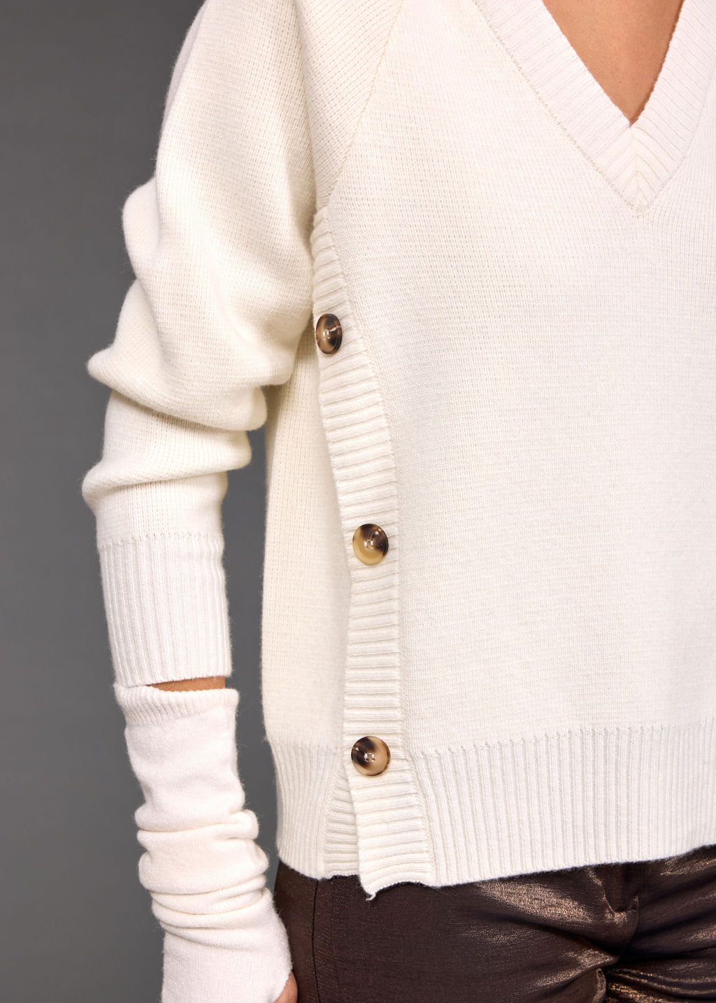 DYLAN SIDE BUTTONED SWEATER