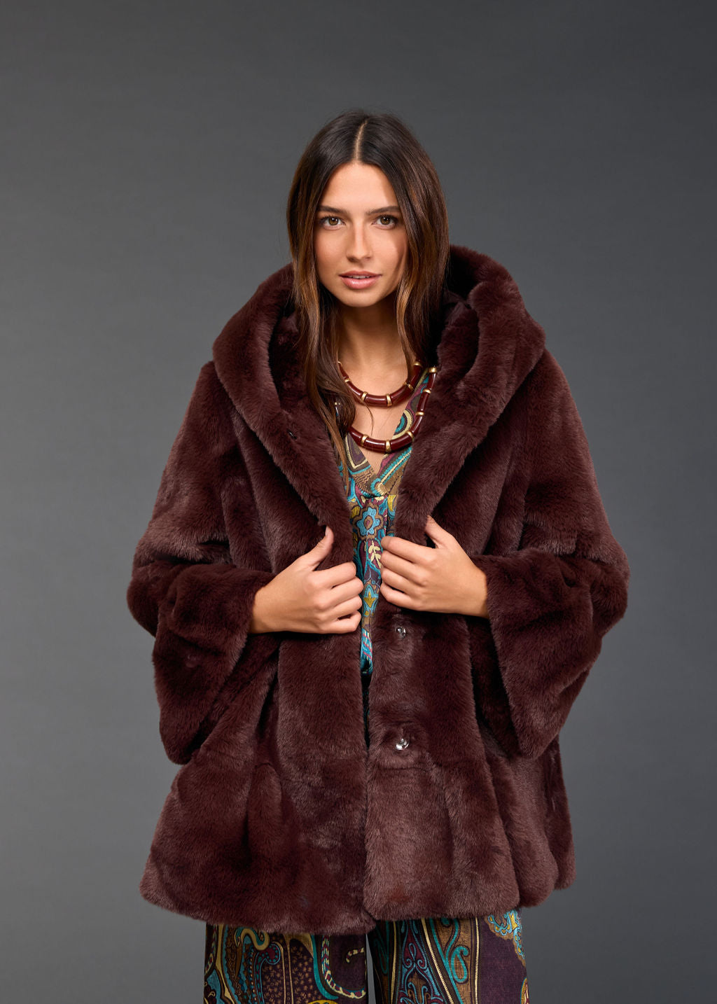 LINA FAUX FUR HOODED JACKET